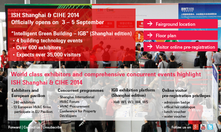 ISH Shanghai & CIHE 2014 officially opens on 3 – 5 September