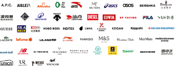Key brand buyers: A.P.C., AIGLE, Alibaba, An Ko Rau, ANTA, ARC'TERYX, asics, asos, BERSHKA, Biemlfdlkk, Bosideng, Decathlon, Descente, Dishang, Diesel, Edwin, EP Yaying, Fila, Guess, HLA, Hodo, Hugo Boss, Inditex, K-Boxing, Keigan, Kappahl, Kolon Industries, Lacoste, Lafuma, Lilanz, Li-Ning, Mango, M&S, Massimo Dutti, MaxMara, Metersbonwe, Mont-bell, New Balance, New Era, Peacebird, Perry Ellis, Purcotton, Semir, Skechers, Snowflying, Unica, Urban Revivo, Wego, Youngor, ...and many more.